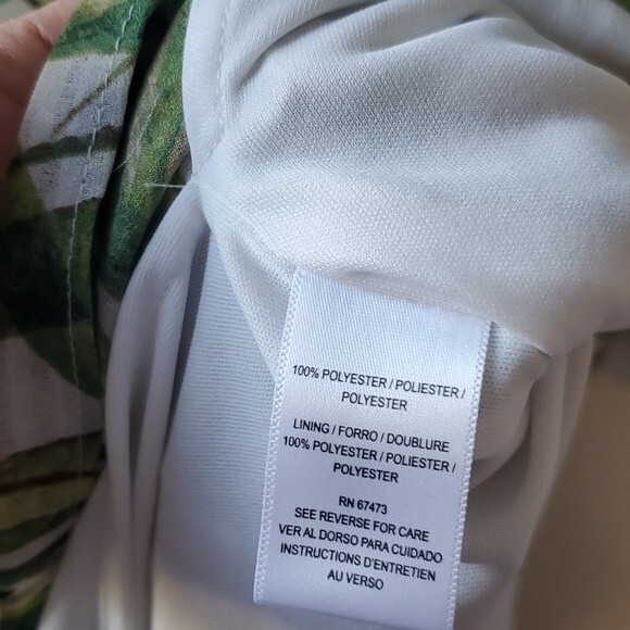 JUST TAYLOR PALM BAMBOO MAXIDRESS GREEN CREAM SIZE 8 EMPIRE WAIST FLUTTER SLEEVE - Picture 10 of 15